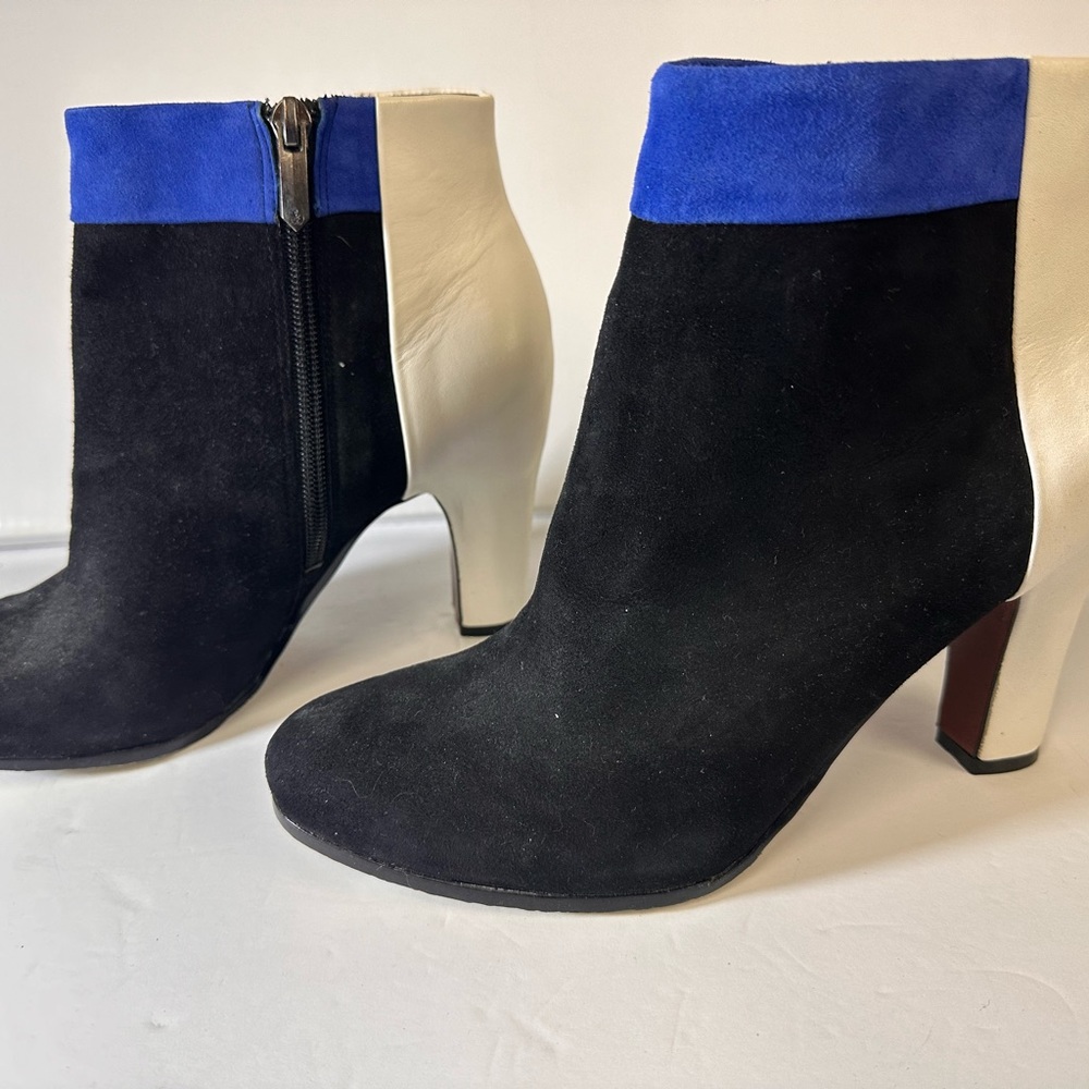 Sam Edelman Color Block mid heel Suede and Leather Ankle Boot NWT